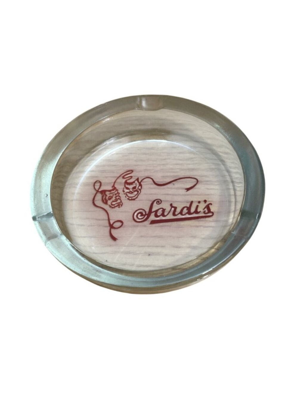Vtg Sardis Restaurant Theater NYC Glass Ashtray 1955 Comedy Tragedy Mask Design
